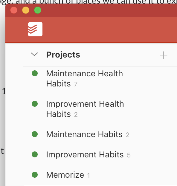 My habits checklists on Todoist